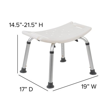 Flash Furniture 15" L, Plastic, White Bath & Shower Chair DC-HY3410L-WH-GG